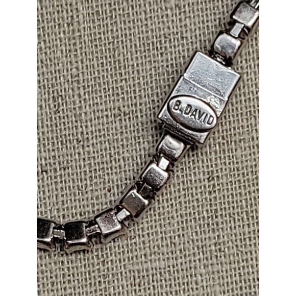 Vintage B. DAVID Clear Diamond Cut Rhinestone Necklace Art Deco Designer Signed - Picture 7 of 8